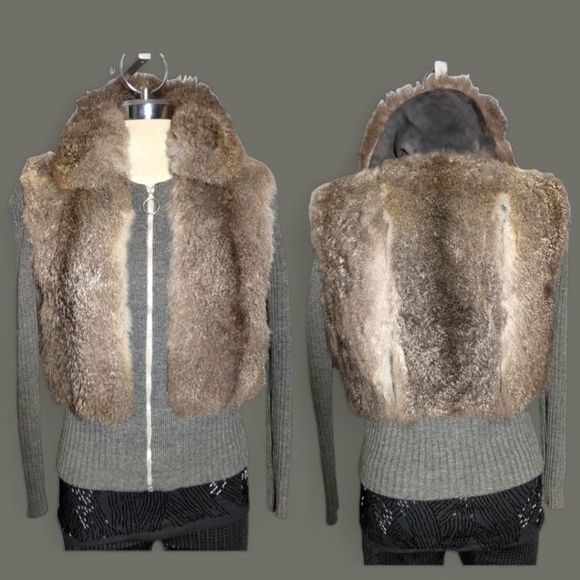 VINTAGE Luxury Real Faux Fur & Knit Jacket Size M. - Picture 16 of 16